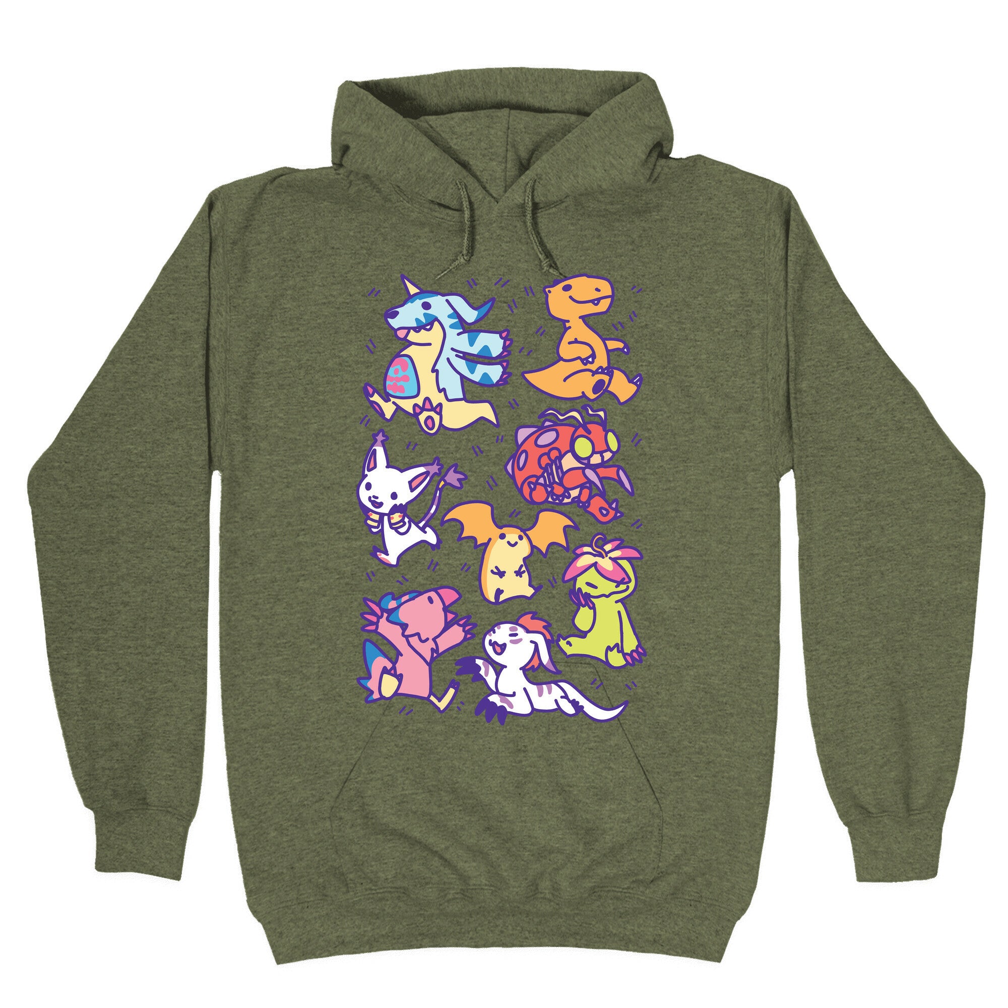 Digital Monsters Pattern Hoodie